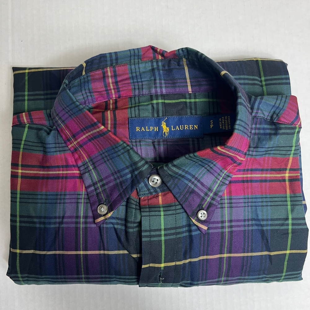 POLO RALPH LAUREN Mens Multicolor Plaid Classic Fit Button Down‎ Shirt Small